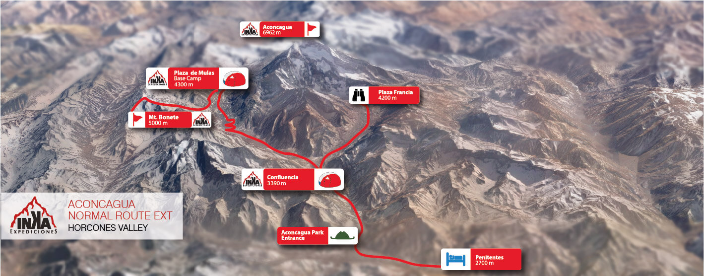 Aconcagua Mapa Normal Route Extended