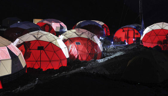 Base camps at night